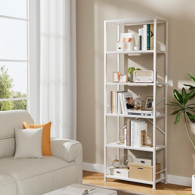 Furologee 6 Tier Book Shelf, Tall Wide Bookshelf, Modern Open Bookcase - Image 6
