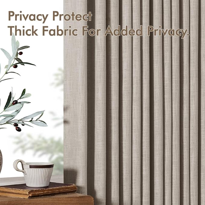 MIULEE Pinch Pleated Thick Linen Curtains 102 Inches Long 2 Panels - Image 7