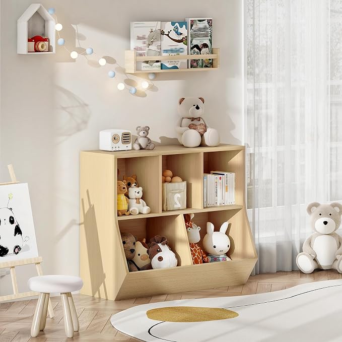 HOOBRO Kids Bookshelf, Bookcase Footboard, Toy Storage Cubby, Children's Toy - Image 2