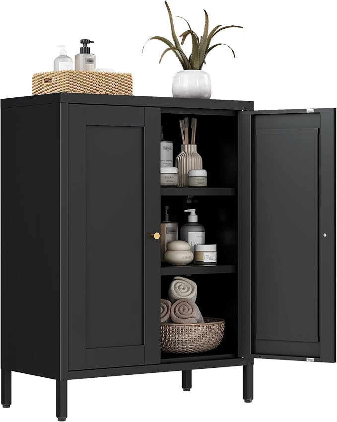 Bevivog Small Bathroom Storage Cabinet, Metal Floor Cabinets Sideboard by BevivogStylishCabinetsOrganizeYourSpace