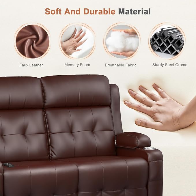 RV Loveseat Recliner Sofa, Wall Hugger Massage Reclining RV Couch - Image 9