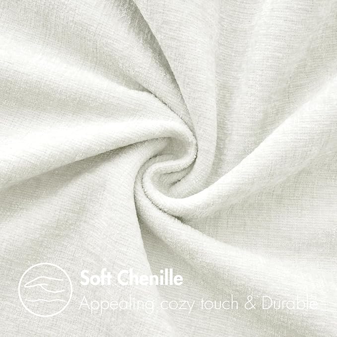 MIULEE Pack of 2 Couch Throw Pillow Covers 18x18 Inch Soft White Chenille - Image 2