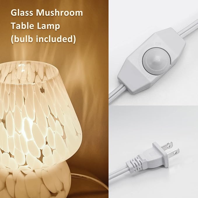 ONEWISH Cute Mushroom Lamp Small Bedside Table Lamp Set of 2 Stepless Dimmable - Image 4