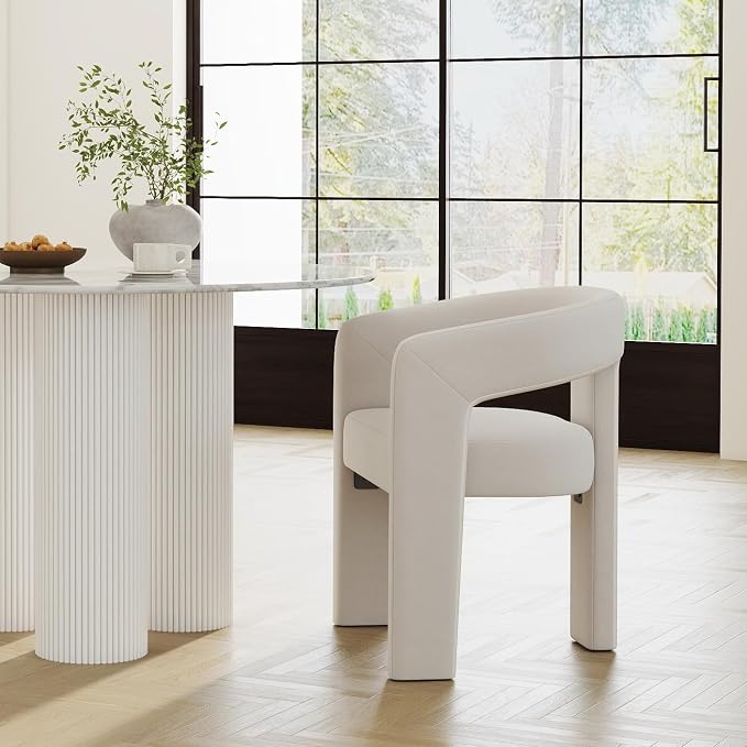 RIVOVA Modern Barrel Dining Chair, Velvet Upholstered Accent Side Chair by RIVOVA