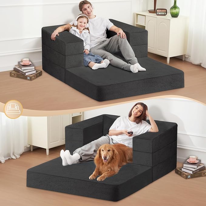 Futon Sofa Bed with Pillow, 3-in-1 Sleeper Sofa Bed with Removable Cover - Image 5