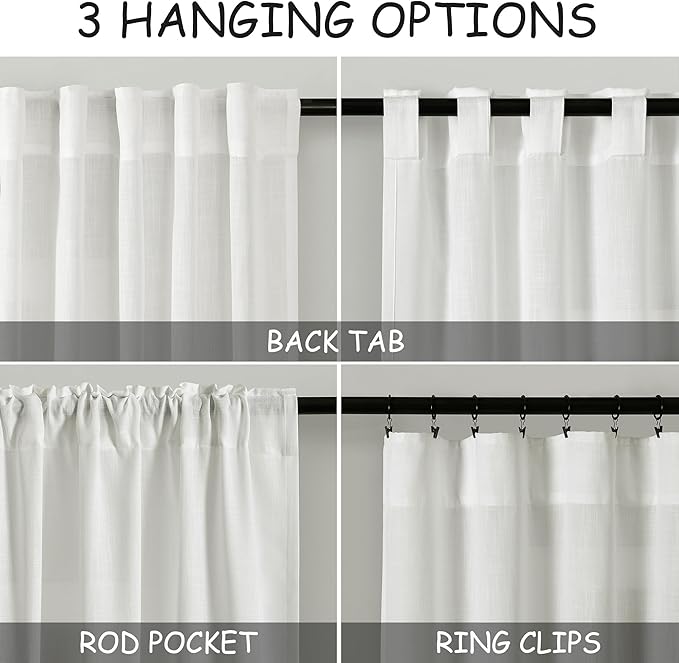 Nanspring Ivory Linen Curtains 95 Inch Length - Image 3