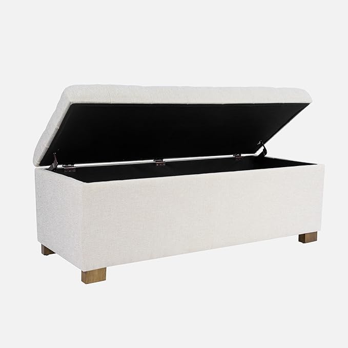 Homepop Home Decor | Upholstered Large Tufted Ottoman Storage Bench | Ottoman - Image 9