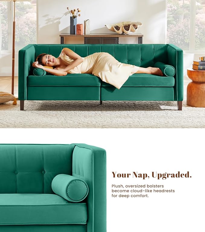 Dreamsir 78'' W Velvet Sofa, Mid-Century Love Seats Sofa Furniture - Image 4