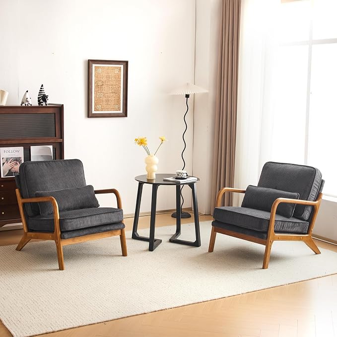 Karl home Mid-Century Modern Accent Chair, Living Room Chairs - Image 8
