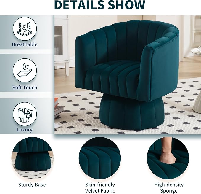 Swivel Accent Barrel Chair Set of 2- Cute Comfy Small Round 360° Arm Chair - Image 4