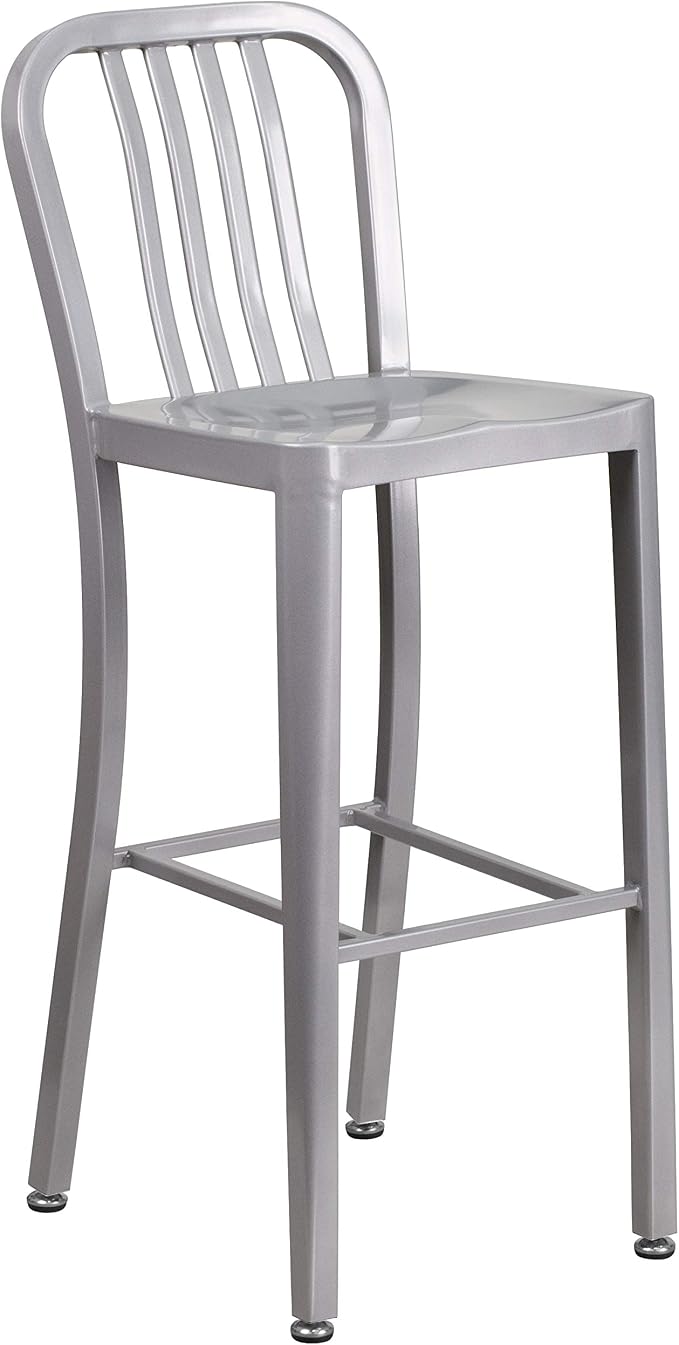 Flash Furniture Commercial Grade 30" High Silver Metal Indoor-Outdoor Barstool - Image 3