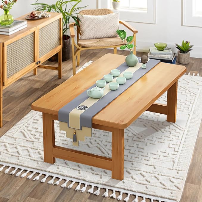 Japanese Floor Sitting Table, Folding Wood Tea Table Chabudai Japanese Coffee - Image 7