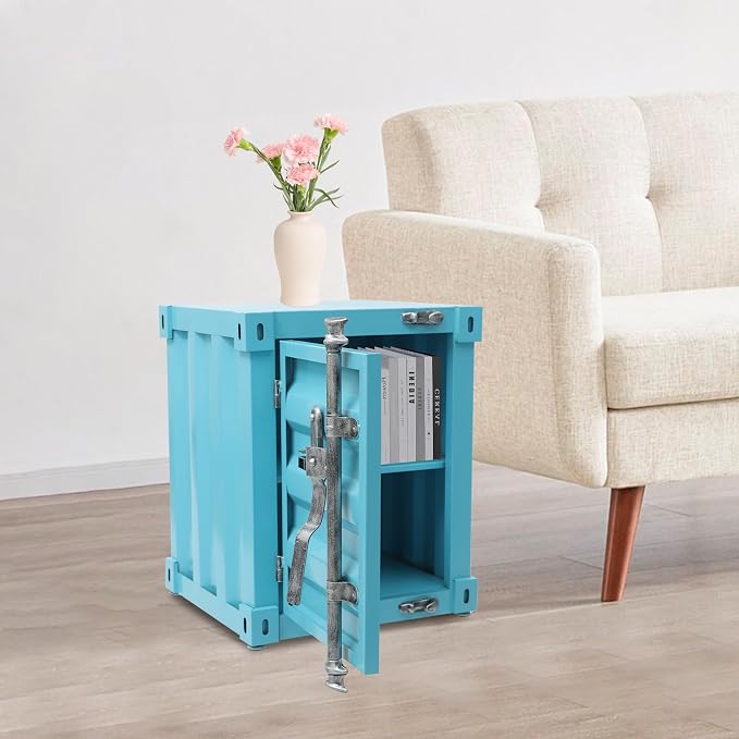 Side Table, Industrial Style Container Cabinet, Iron Bedside Table, Shipping - Image 4