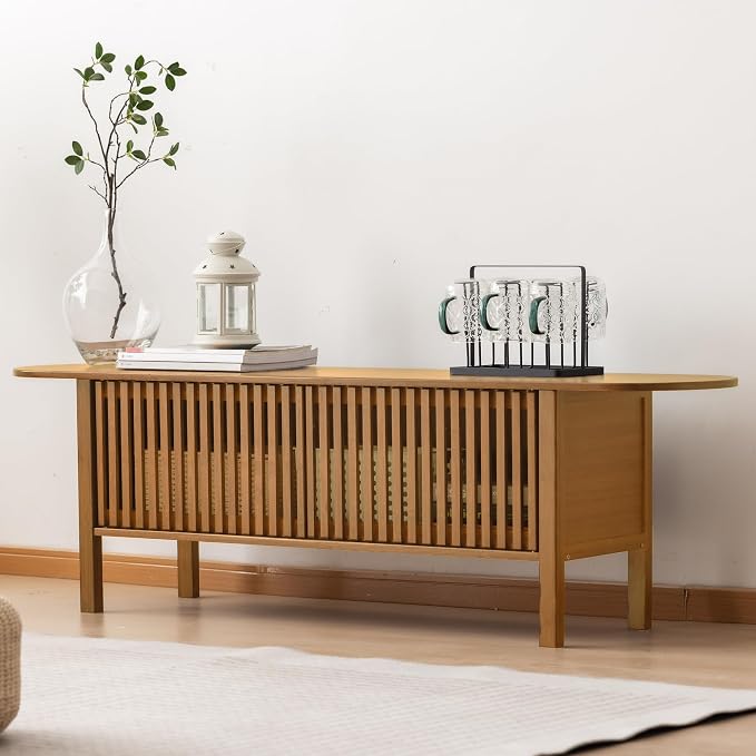 Bamboo TV Stand for TVs up to 65", Accent Entertainment Center - Image 4