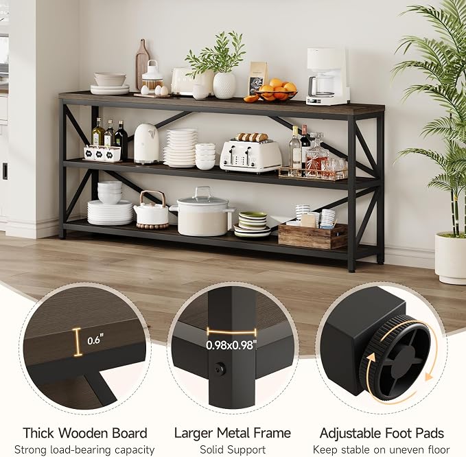 ONBRILL Industrial Console Sofa Table, 70.8 Inch Extra Long Entryway Table - Image 4
