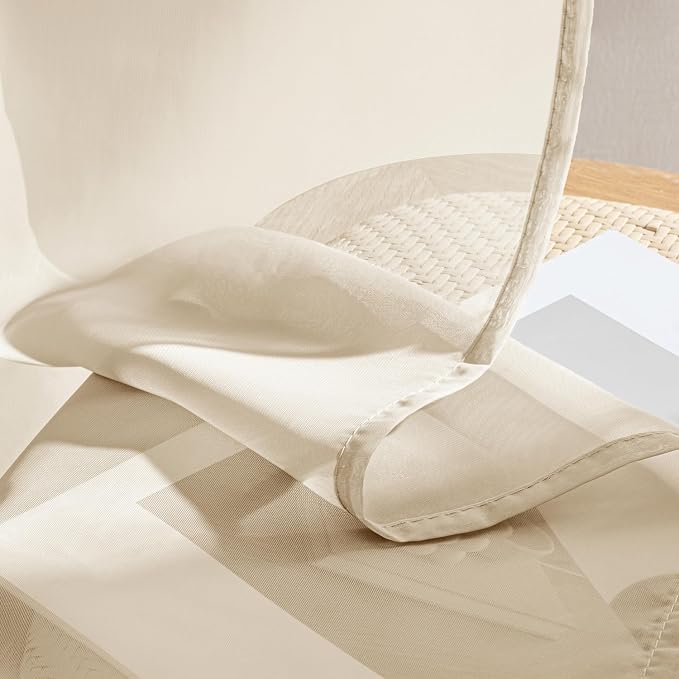 MIULEE Butter Cream Sheer Curtains 72 Inches Long, 4 Panels Set, Rod Pocket - Image 7