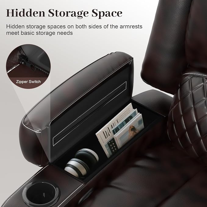 Yolsali Manual Reclining Sectional Sofa Set, 4 Seats Soft Leather Recliner - Image 8