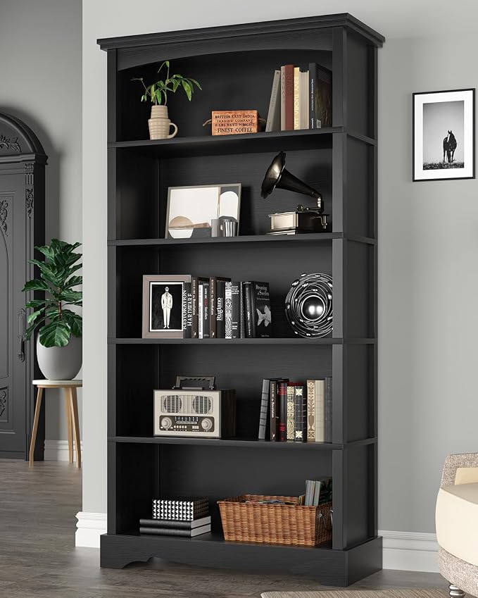 TVU 5-Tier Wooden Bookshelf, 31.5" W x 65" H ×9.9" D Bookshelf - Image 2