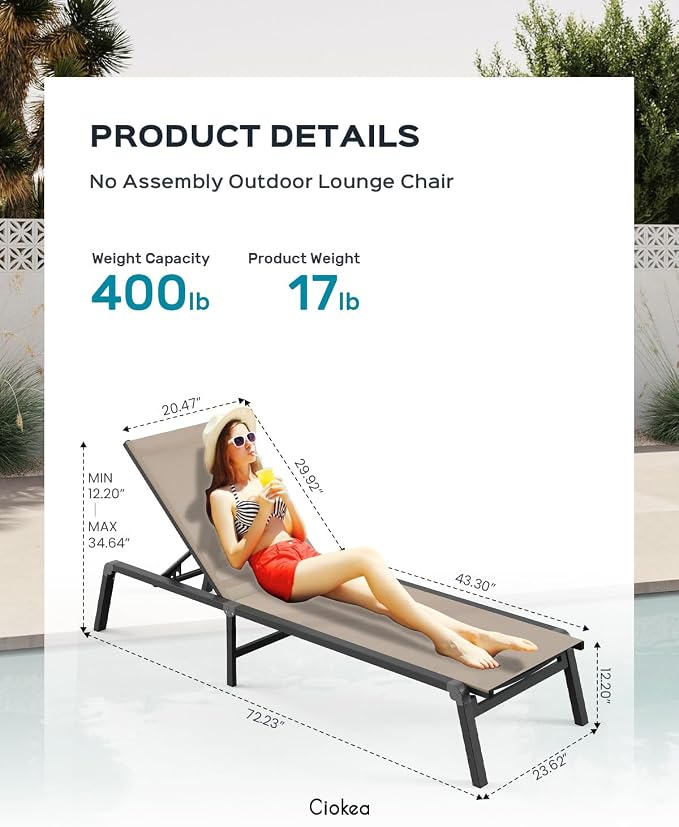 Ciokea Aluminum Foldable Lounge Chairs Set of 4 - Image 2