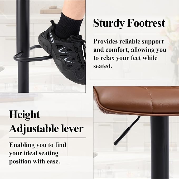 FIRAVOE Counter Height Bar Stools, Swivel Barstools Set of 3 - Image 5