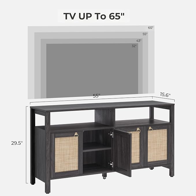 SICOTAS Rattan TV Stand for Television up to 65 Inch - Image 2