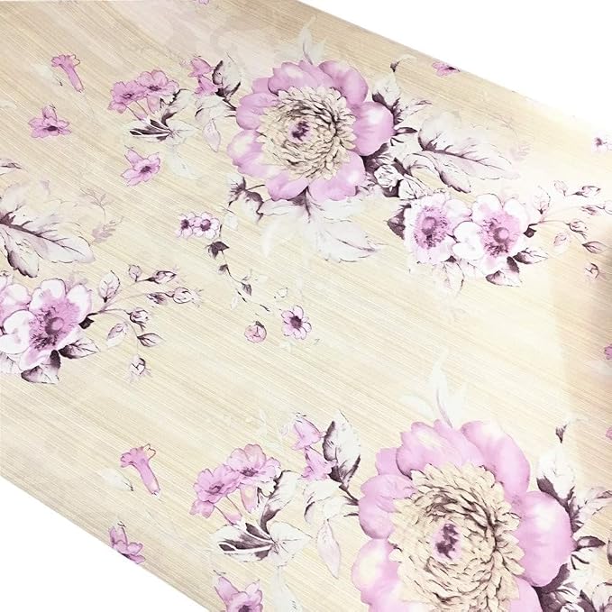 Retro Style Blooming Purple Flower Wallpaper Peel Stick Shelf Liner Funitures - Image 7