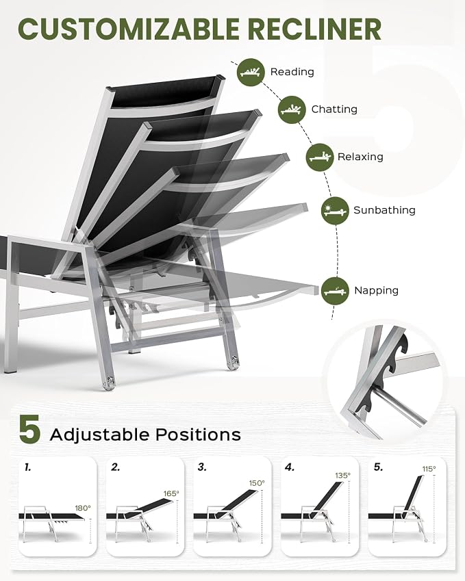 Patio Chaise Lounge Chair Outdoor - Image 4