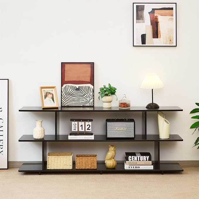 Bamboo TV Stand for TVs up to 65", 3 Tier Accent Entertainment Center - Image 4