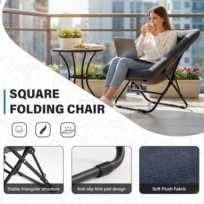 Tiita Comfy Folded Chair, Soft Faux Fur Oversized Folding Accent Chair - Image 4
