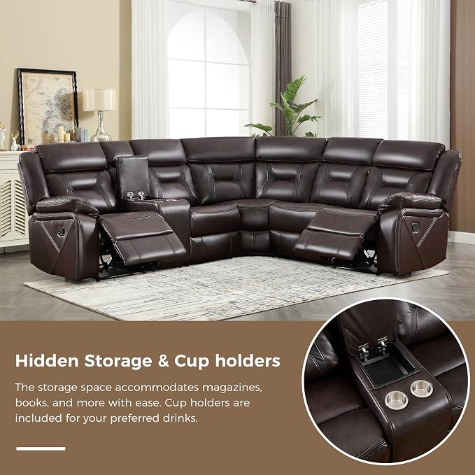 EBELLO Manual Reclining Sectional Sofa - Image 4