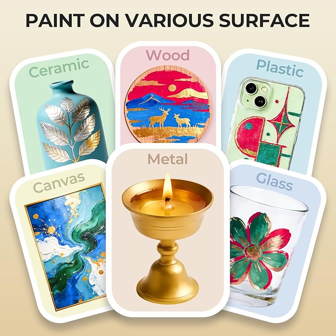 Nicpro Metallic Gold Acrylic Paint, 8.45oz/250ml Large Gold Leaf Paint - Image 3