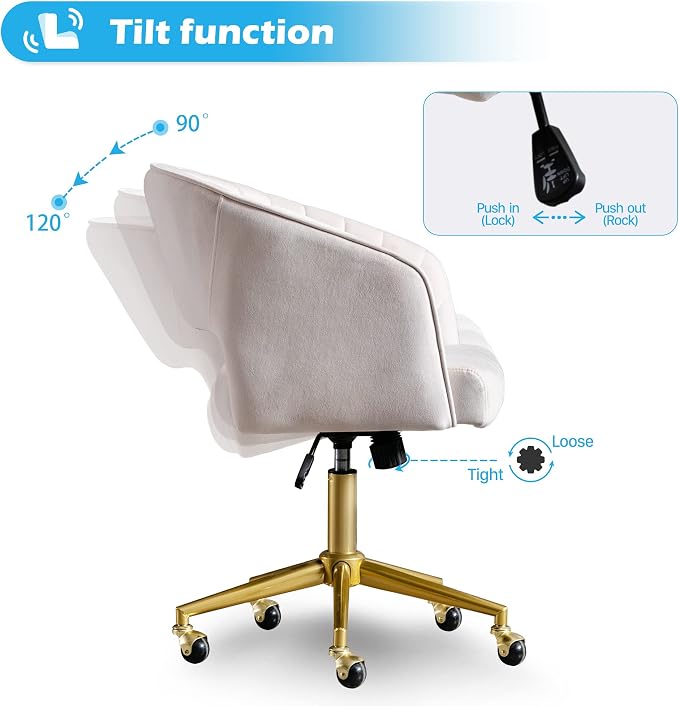 Home Office Chair Swivel Velvet Desk Chair Accent Armchair Upholstered Modern - Image 5