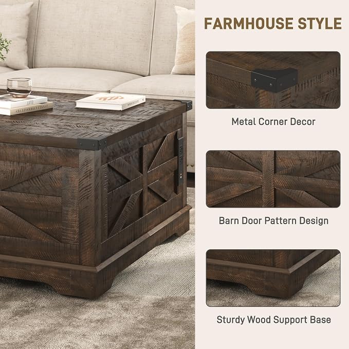 Hlivelood 36" Farmhouse Movable Lift Top Coffee Table - Image 6