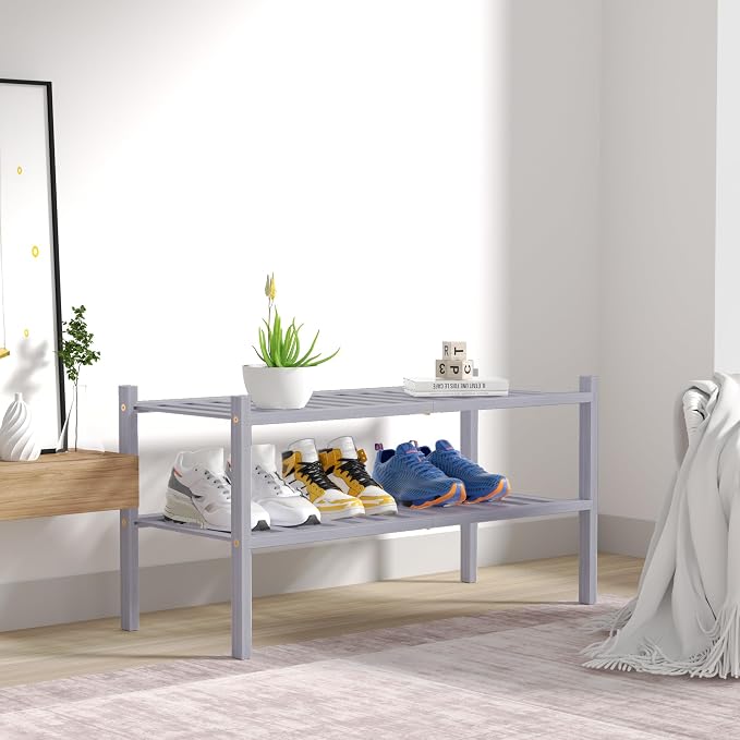 ROMGUAR CRAFT 2 Tier Bamboo Shoe Rack - Image 7
