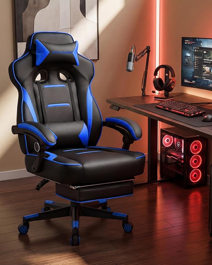 GTPLAYER Gaming Chair with Footrest, Big and Tall Game Chair 350lb Racing Style - Image 2