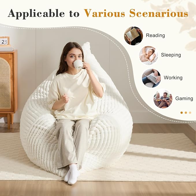 3-in-1 Giant Bean Bag Chair for Adults & Kids, Convertible Floor Sofa to - Image 3