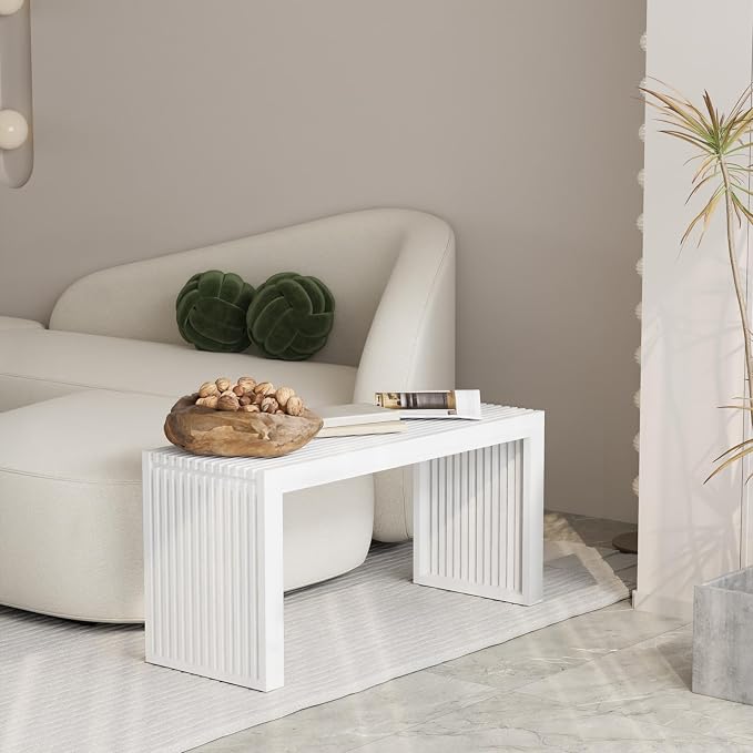 Bamboo Indoor Long Dining Bench, Outdoor Modern Wood Benches 35 Inch Bamboo - Image 7