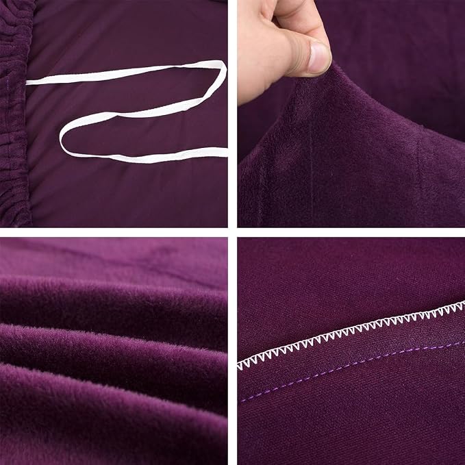 vctops 1-Piece Velvet Plush Stretch Sofa Slipcover - Image 4