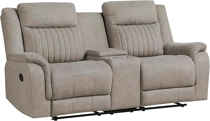 Lexicon Manual Double Reclining Loveseat, Polished Microfiber Manual Wall - Image 9