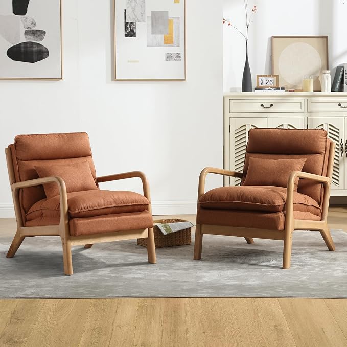 INZOY Accent Chairs Set of 2, Mid Century Modern Accent Chair by INZOY