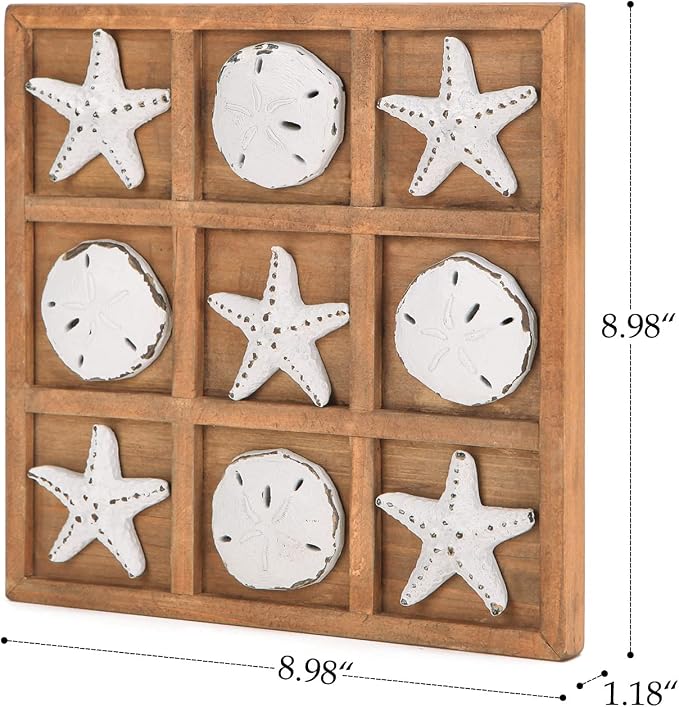 NIKKY HOME Beach Tic Tac Toe for Fun Starfish Sand Dollar Coastal House Coffee - Image 6