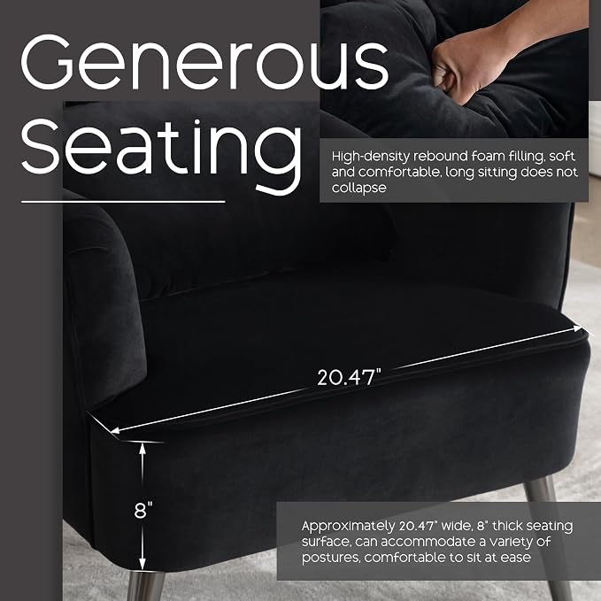 Modern Accent Chairs Set of 2, Comfy Wingback Armchair - Image 5