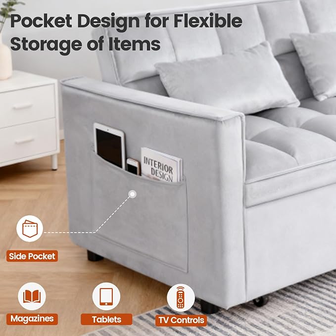 Convertible Sleeper Sofa Bed, Loveseat Sleeper Sofa - Image 3