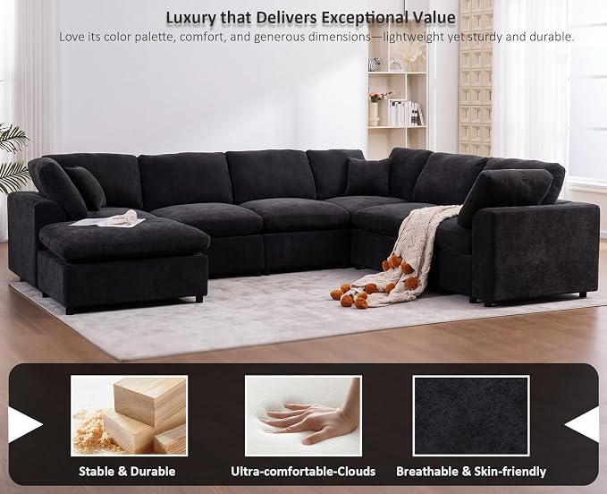 Oversized Modular Sectional Sofa Couch, Large 7 Seater Corner Sofa Modern U - Image 4