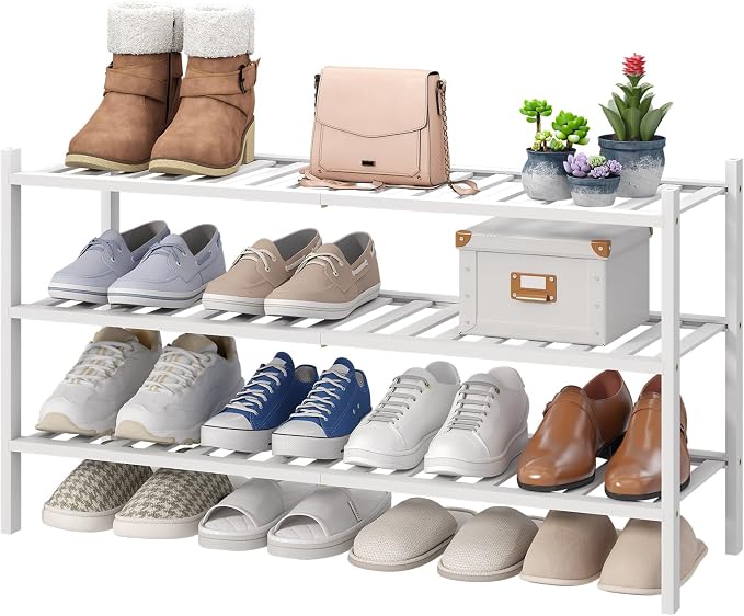 viewcare 3-Tier Long Shoe Rack, Bamboo Wood Shoe Rack by VIEWCARE
