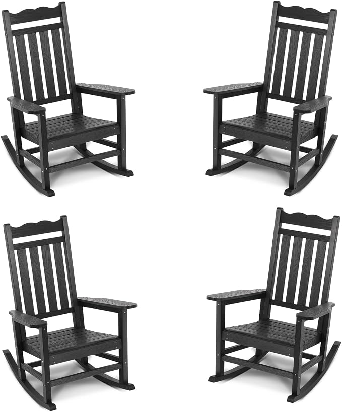 Stoog Outdoor Rocking Chairs Set of 4, All-Weather Porch Rocker by Stoog