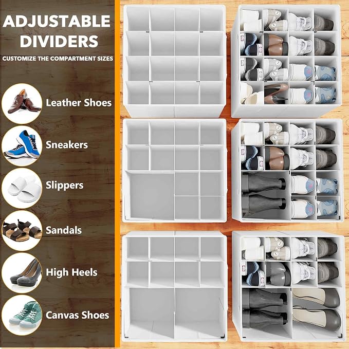 SpaceAid Shoe Organizer for Closet, 2 Pack Foldable Shoe Storage Containers - Image 3