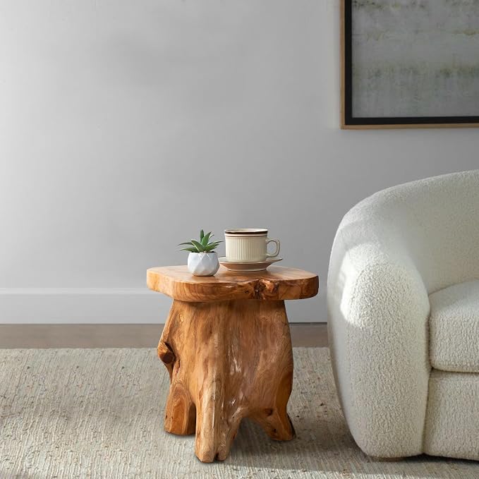 Greenage Cedar Roots Mushroom Accent Stool 12" x 15" x 13.5" Height Natural - Image 3