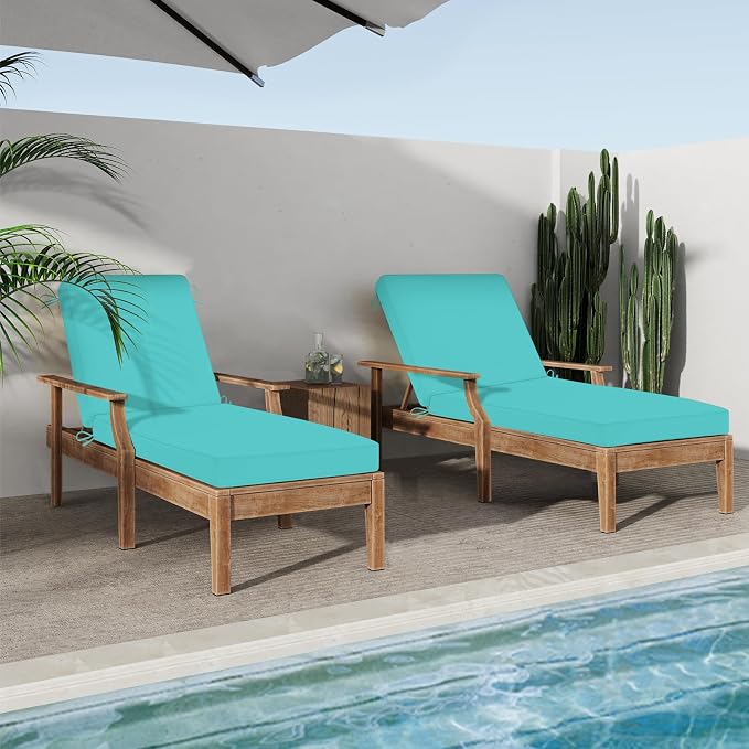 Chaise Lounge Cushions Outdoor, 4 Adjustable Ties Lounge Chair Cushions - Image 7