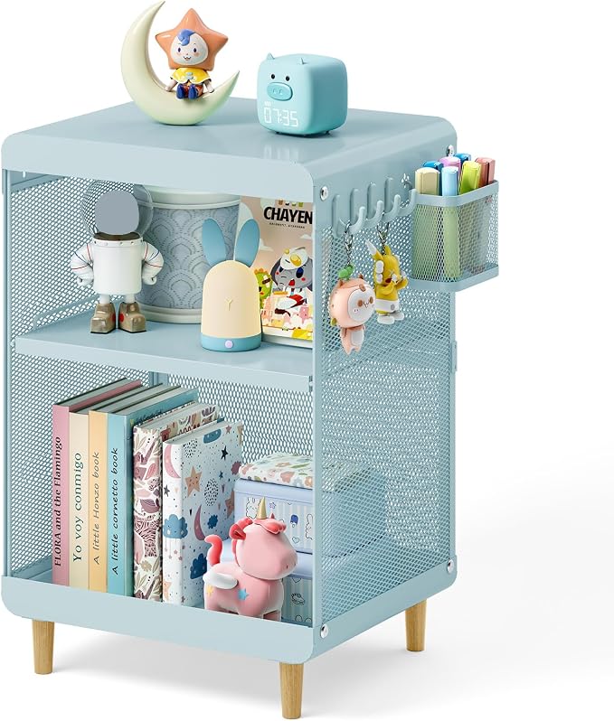 SYKIARIOL Kids Nightstand for Girls, Metal Bedside Table by SYKIARIOL